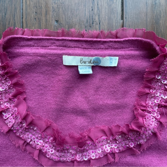 ANTHROPOLOGIE Boden Cashmere Sequin Beaded Neck Cardigan Sweater - Picture 4 of 5